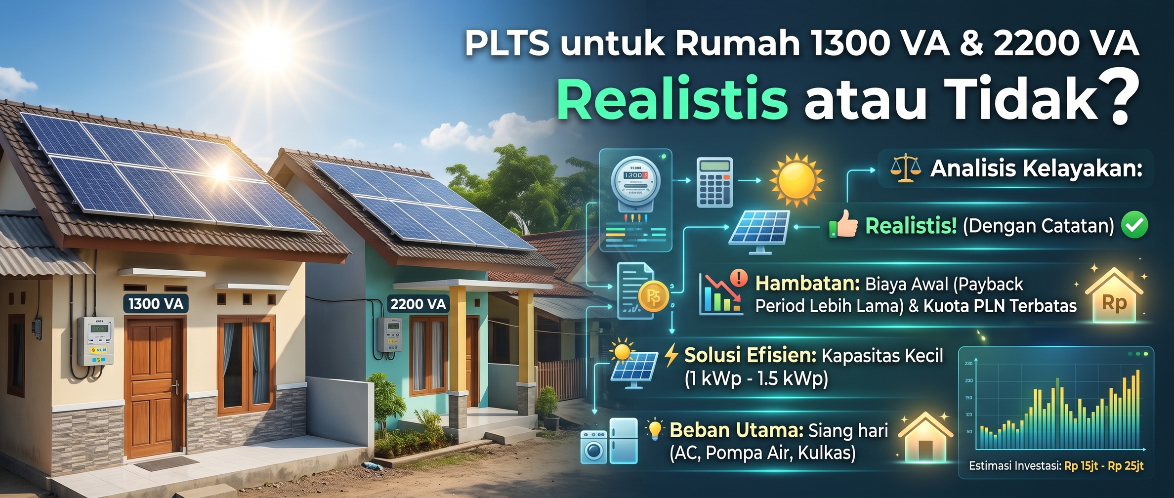 PLTS untuk Rumah 1300 VA & 2200 VA: Realistis atau Tidak?