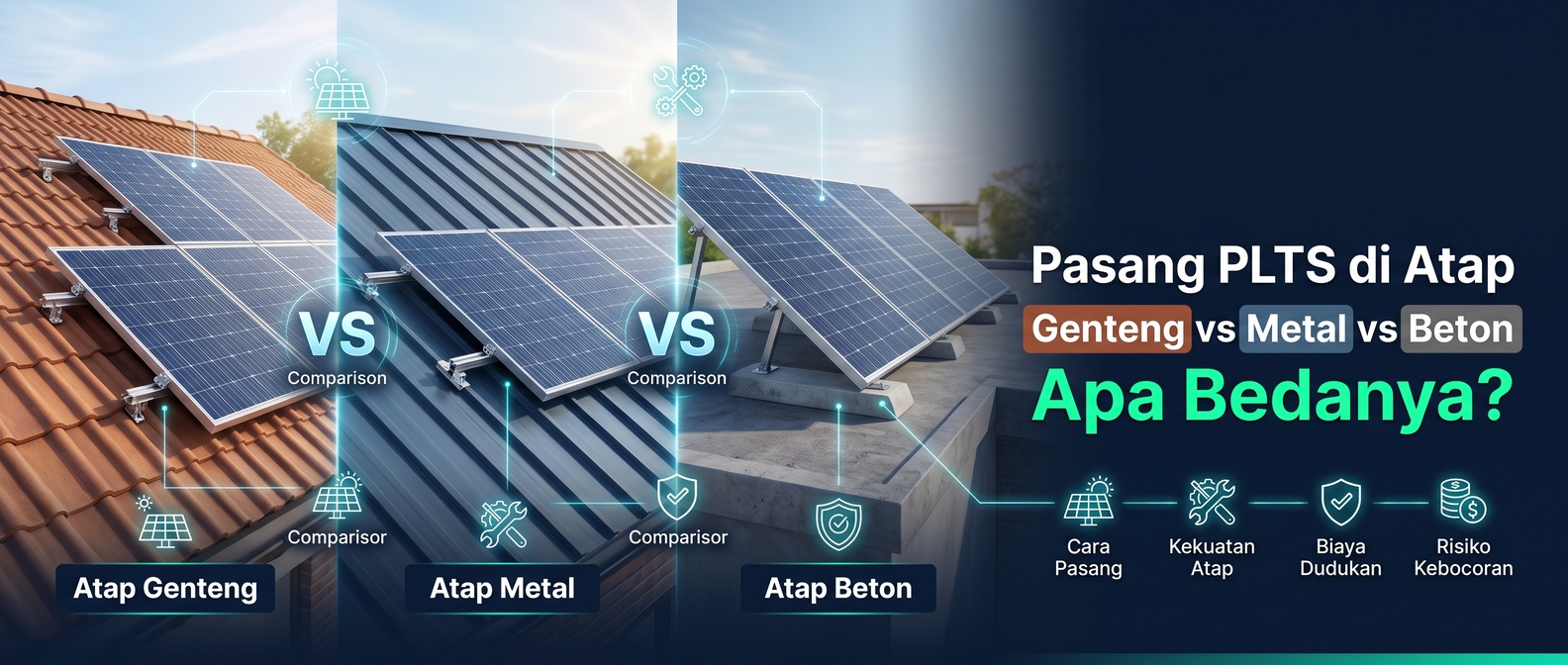 Pasang PLTS di Atap Genteng vs Metal vs Beton: Apa Bedanya?